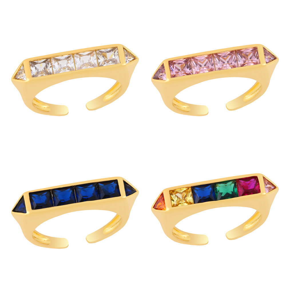 retro niche micro-inlaid zircon opening ring high sense geometric tail ring