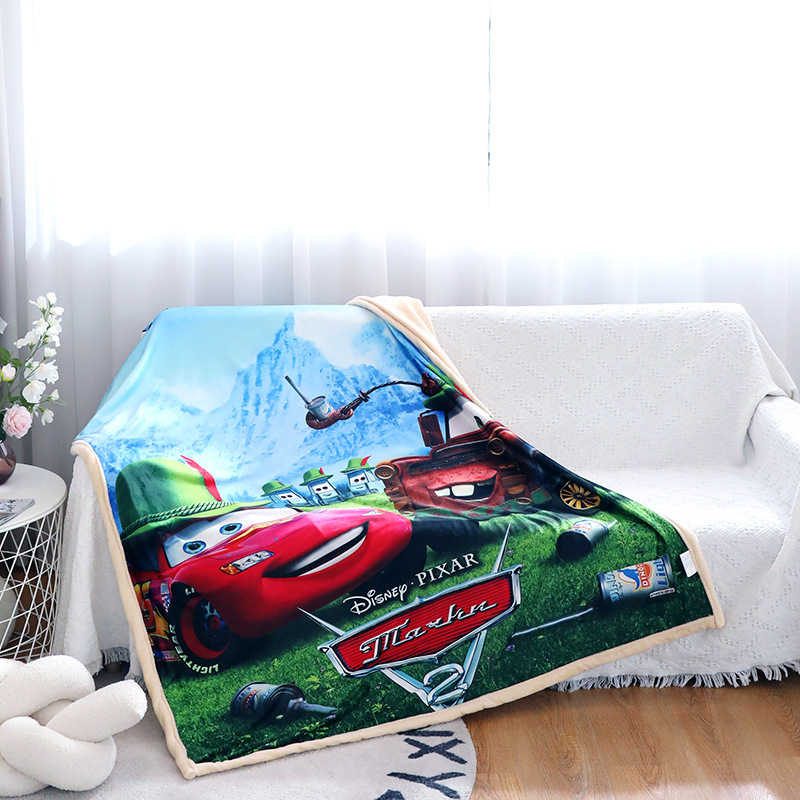 Cars Cartoon Cute Crystal Velvet Thickened Flannel Four Seasons Blanket Dormitory Home Office Item
