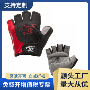 Wholesale riding gloves with pads short finger mountain bike black half finger non-slip breathable wear-resistant gloves equipment