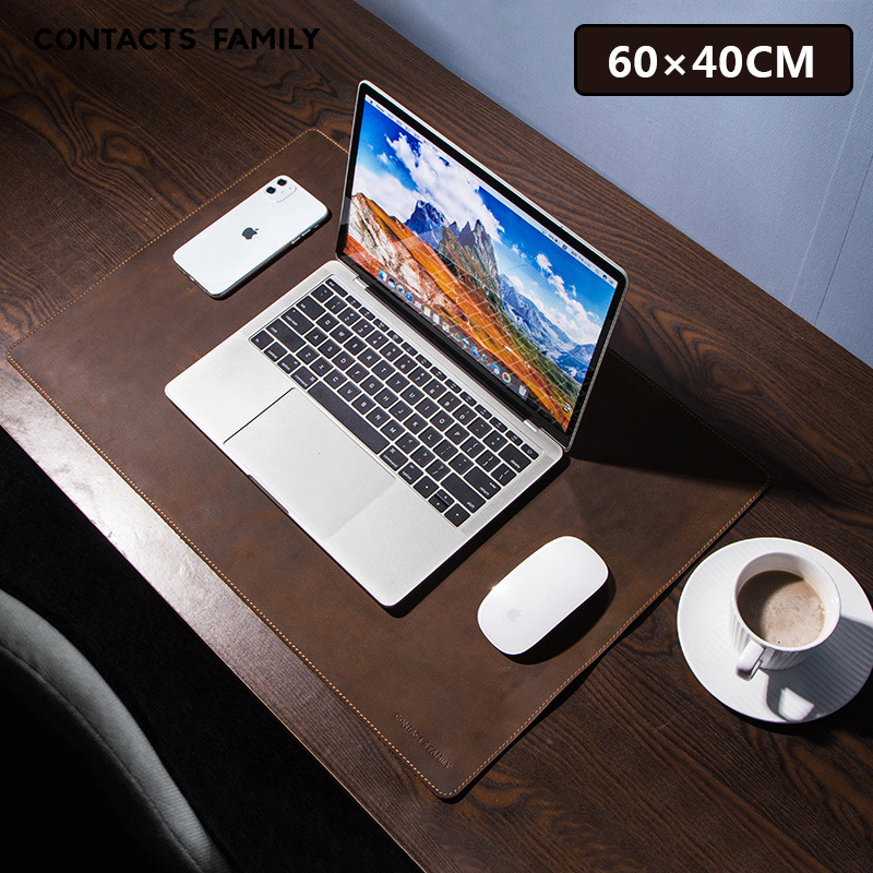 复古疯马皮笔记本电脑办公桌垫夏季隔热舒适超大电脑鼠标垫现货