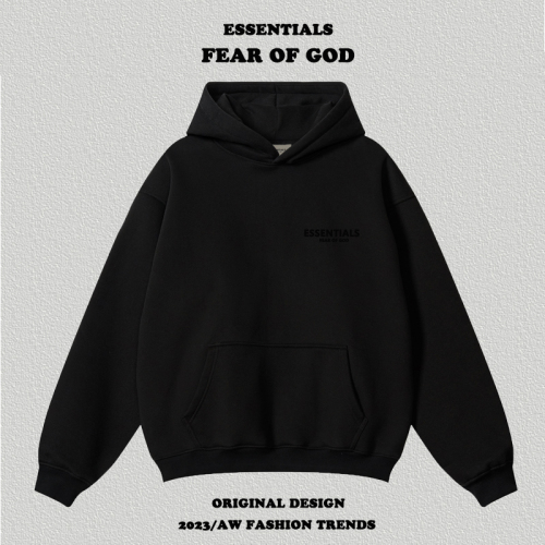 Essentials Double-Threaded Hooded Sweatshirt with Embroidered Letters on Both Sides for Men and Women, Loose Fit FOG Hoodie Outerwear