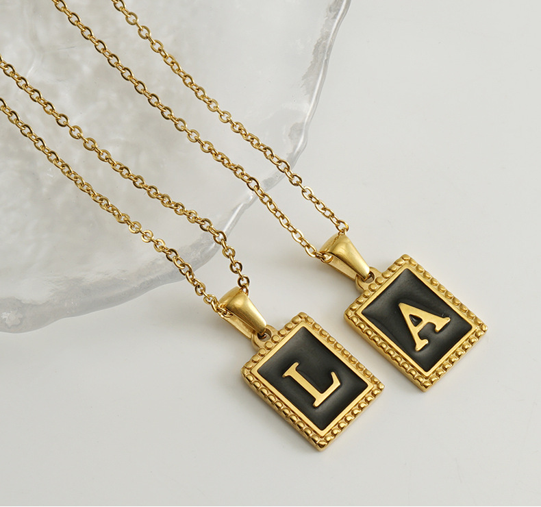 Simple Style Letter Stainless Steel Titanium Steel Enamel Pendant Necklace 1 Piece display picture 2