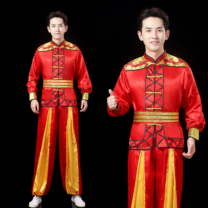 Chinese folk yangko dance costumes wushu lion and dragon drum folk dancing clothes taking square dance uniforms Chinese classical dance performance suit