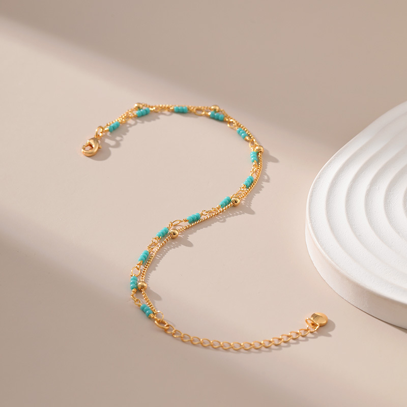 Round Pattern Women'S Gender Classic Style Round Turquoise Copper Plating 18k Gold Plated Bracelets