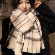 2025新款围巾女秋冬季美拉德渐变加厚保暖围脖氛围感百搭毛绒冬天