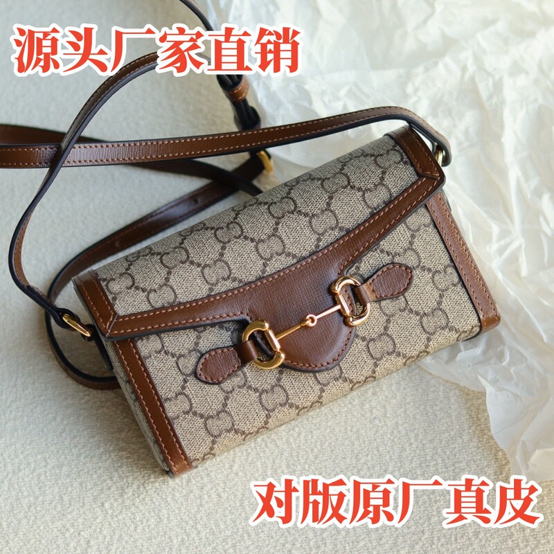 high quality G 1955 Saddle Buckle Box Bag Mini Shoulder Crossbody Small Square Bag Genuine Leather Top Layer Cowhide Women's Bag