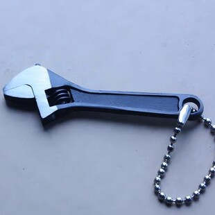 2.5" Mini Adjustable Wrench with Bead Chain, Black Phosphorization Mini Movable Wrench, 2.5'' with Bead Chain