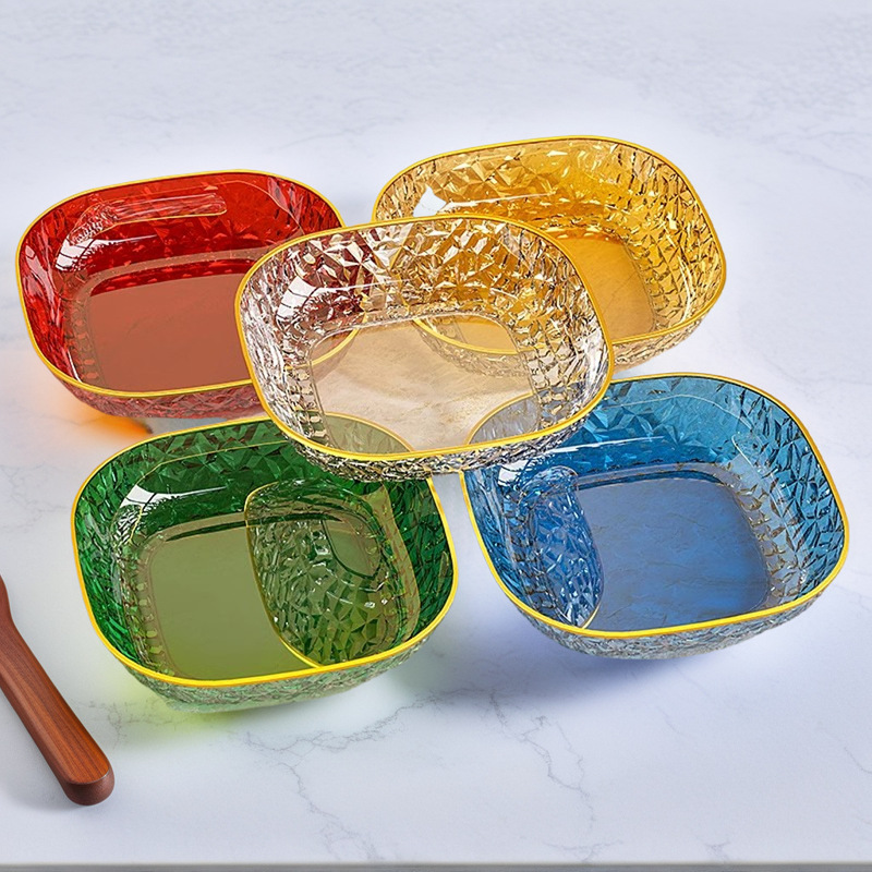 Transparent Bone Dish, Food-Grade, High-End Fruit Plate for Home Dining Table, Light Luxury Snack Dish, Tableware Plate