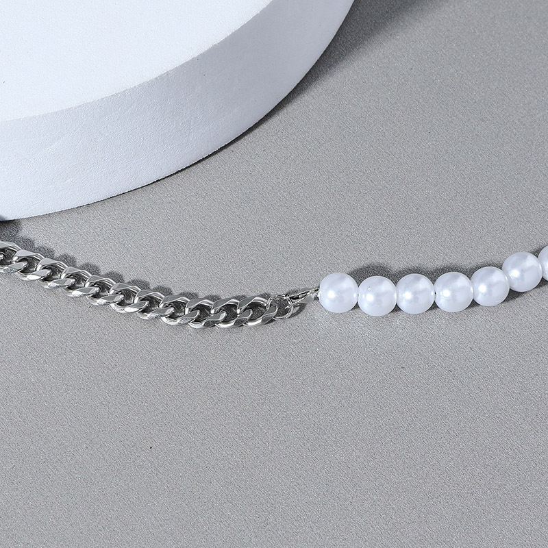 Colar de pérolas vintage para homem simples e versátil_voghion.com