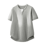 ZH8119-3D夏季V领针织衫短袖简约时尚假两件T恤新款收口上衣，男装针织衫/毛衣，星座614