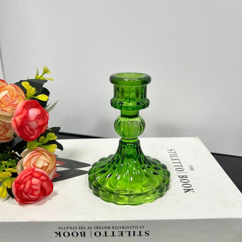 复古条纹玻璃烛台家居适配香薰蜡烛婚礼约会情人节蜡烛台装饰摆件|undefined