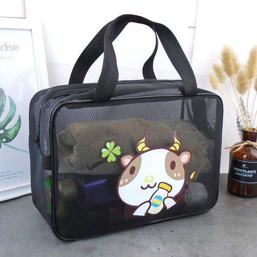 Toilet bag women's portable men's travel bath bag portable transparent mesh bathroom makeup storage bag bath pocket bag