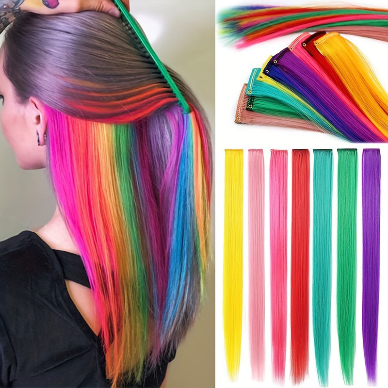 Colorful Large Wave Clip-In Hair Extensions Synthetic Hair Extensions Ear-Hanging Dyed Curly Hair Realistic Seamless Highlights Fake Hair Pieces Colorful Large Wave Clip-In Hair Extensions Synthetic Hair Extensions Ear-Hanging Dyed Curly Hair Realistic Seamless Highlights Fake Hair Pieces