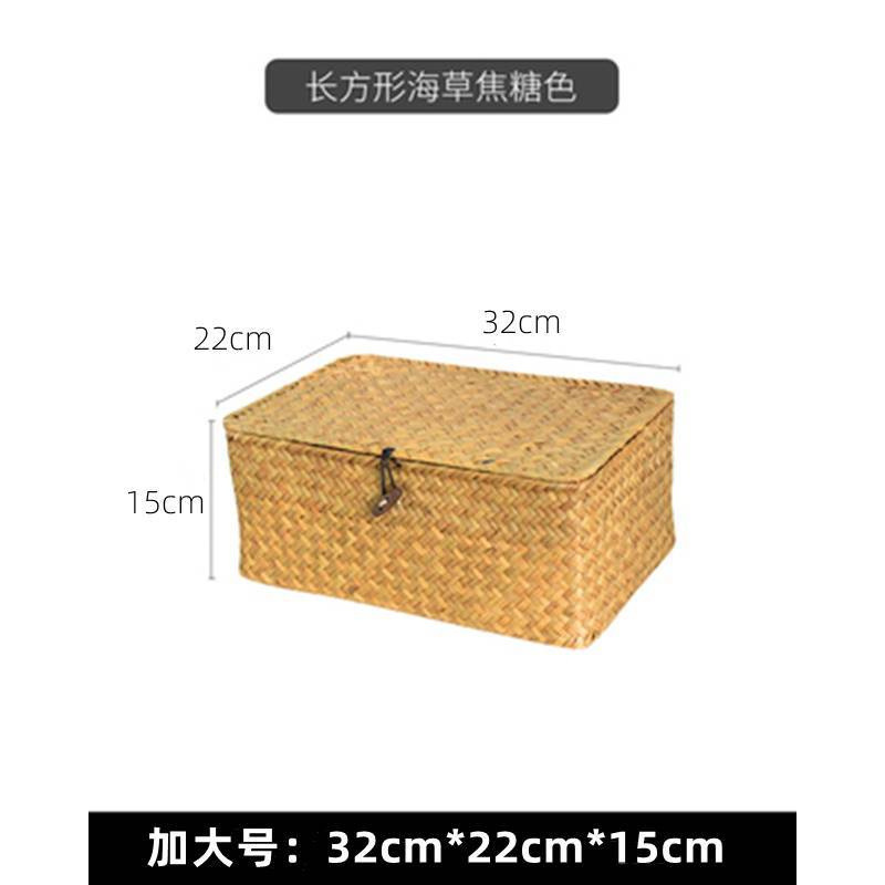 収納ボックス 和風収納ボックス デスクトップ収納バスケット 蓋付き海ギフトボックス 竹編みお土産 籐バスケット シンジ|undefined
