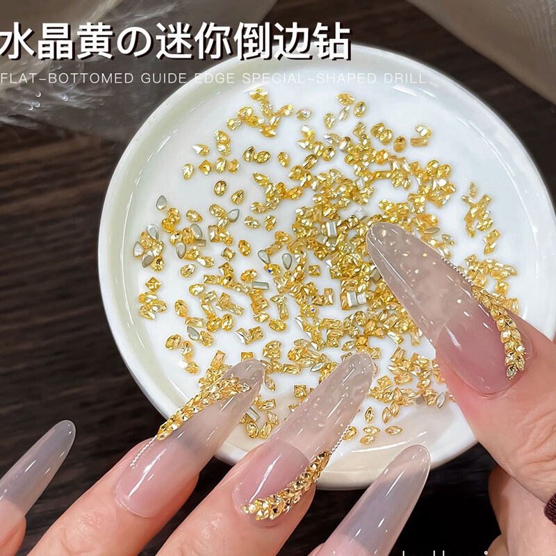 Golden Mini Beveled Zircon Nail Art Jewelry Small Super Flash Horse Eye Water Drop Rectangular Water Drop Nail Diamond Accessories