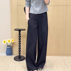 黑色西装裤阔腿裤女秋季2025新款垂坠感直筒裤休闲超好看风琴裤