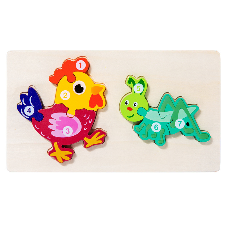 Juego de educación temprana juguetes niños montessori enseñanza rompecabezas alimentos cadena rompecabezas animal cognición bebé rompecabezas