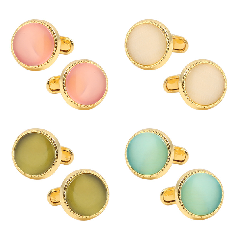 new round diamond crystal cufflinks fashionable high quality zircon cufflinks_voghion.com