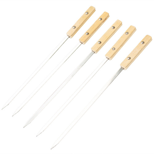 Bamboo skewers for Xinjiang lamb kebabs, large size barbecue flat skewers, stainless steel iron stakes, barbecue tools and accessories