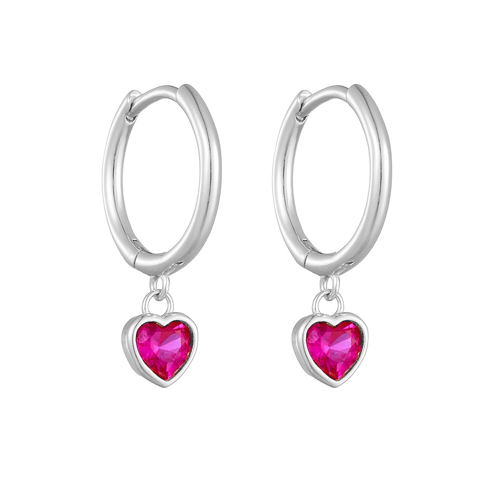 1 Pair Vintage Style Heart Shape Plating Inlay Sterling Silver Zircon Drop Earrings display picture 7