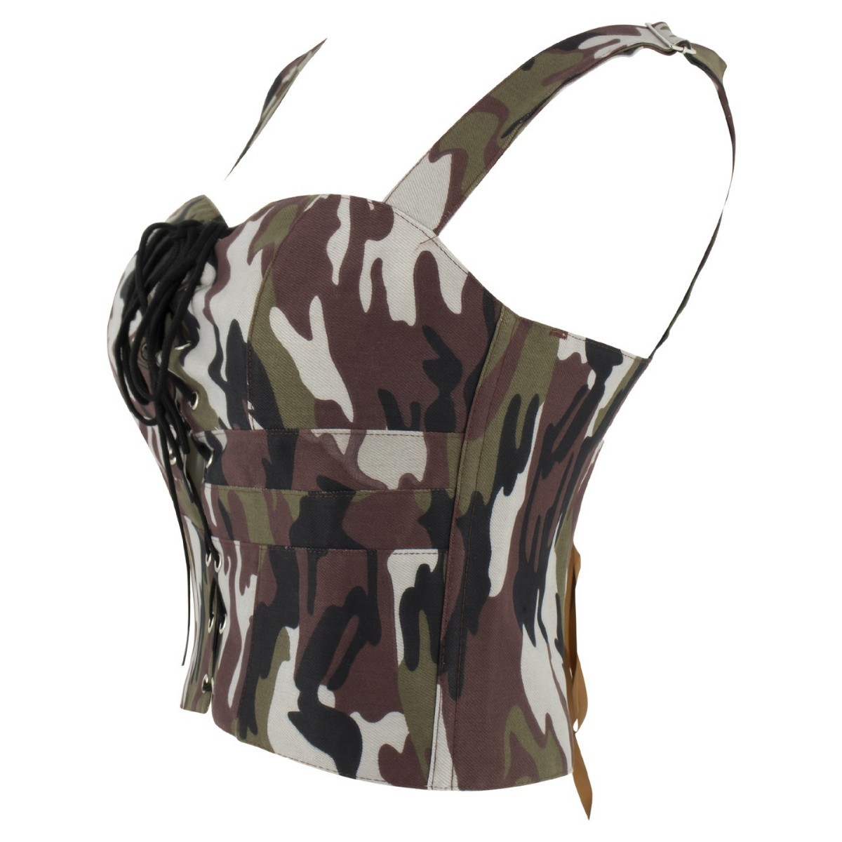 Nuevo camuflaje vestido de plástico correa de hombro ajustable damas pechos reúnidos abrazadera chaleco abrazadera