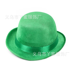 Irish Carnival Hat St. Patrick's Day Green Ribbon Cowboy Hat Beach Hat Small Round Hat