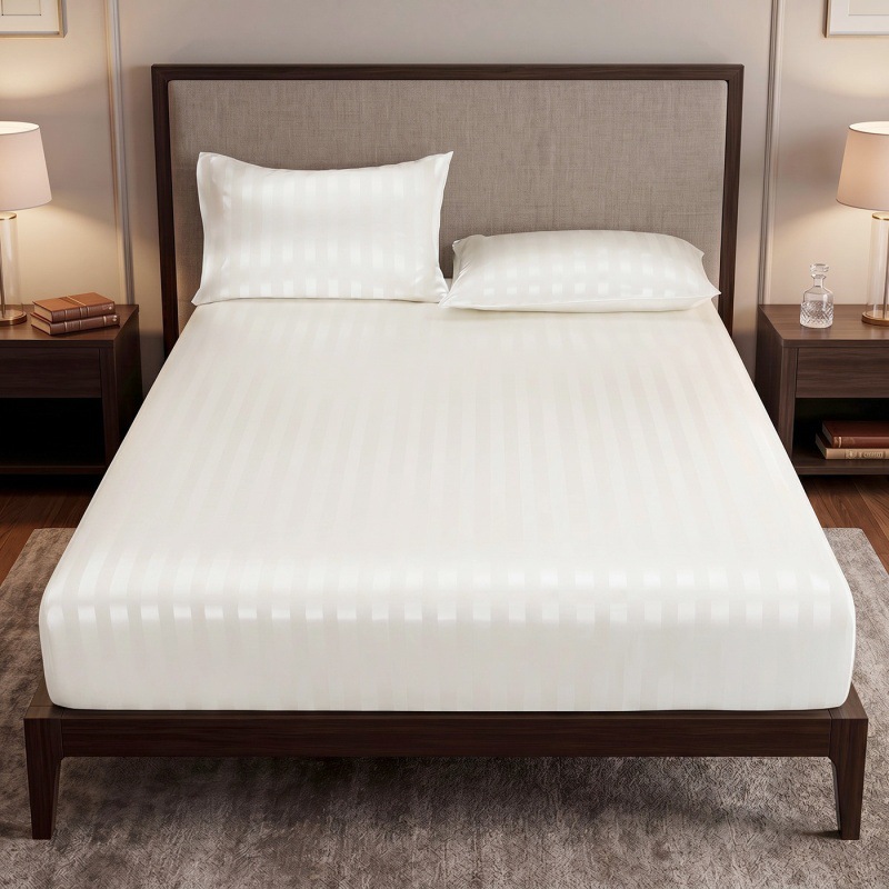 New 3cm satin stripe cross-border foreign trade single bed sheet set, satin striped bed sheet, single piece bed sheet