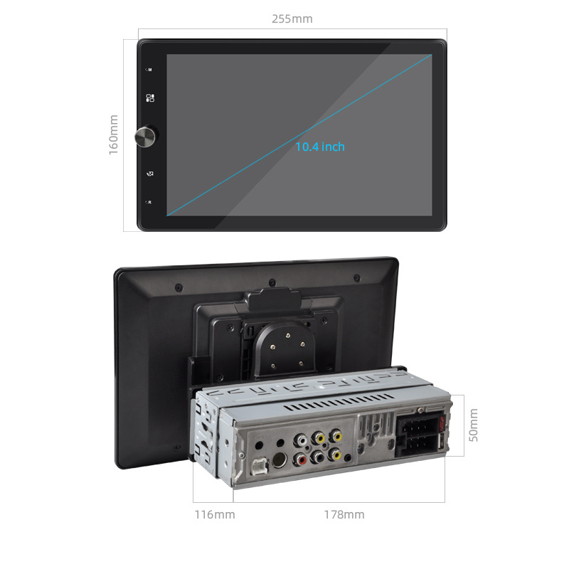 10.4 inch Carplay single ingot MP5 player 360 Rotating capacitive touch screen car Bluetooth radio