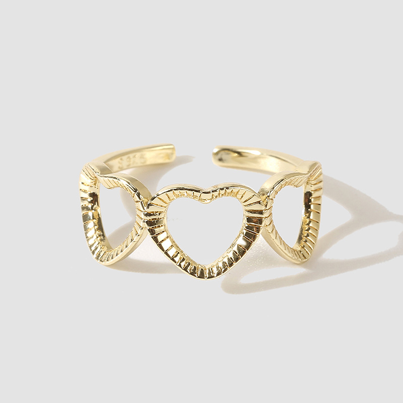 Korean Simple Real Gold Plating Heart Ring Creative Exquisite Ring Jewelry display picture 4