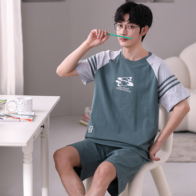 Pijamas pantalones cortos de manga corta de algodón de verano para hombres ropa para el hogar ropa exterior delgada de verano para hombres más traje de tamaño