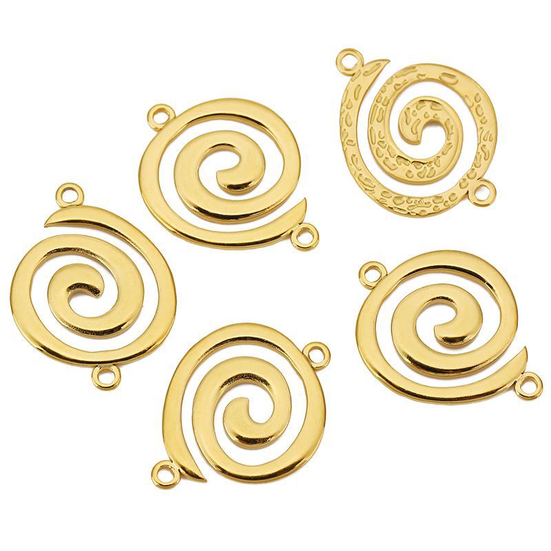 Stainless Steel Double-Hole Spiral Mosquito Coil Pendant Connector Bracelet Link DIY Jewelry Accessory Hanging Chain Stainless Steel Double-Hole Spiral Mosquito Coil Pendant Connector Bracelet Link DIY Jewelry Accessory Hanging Chain