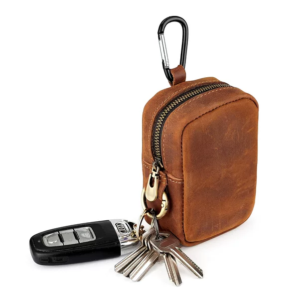 Crazy Horse Leather Outdoor Sports Waist Small Hanging Bag Wearing Belt Waist Bag Key Bag Storage Coin Purse Genuine Leather Cigarette Bag