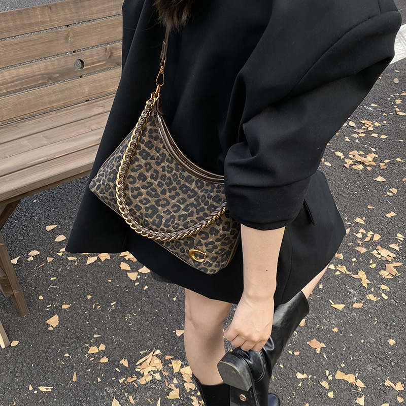 韩系ins豹纹小包包2025时尚潮女式简约小众设计通勤单肩斜挎包|undefined