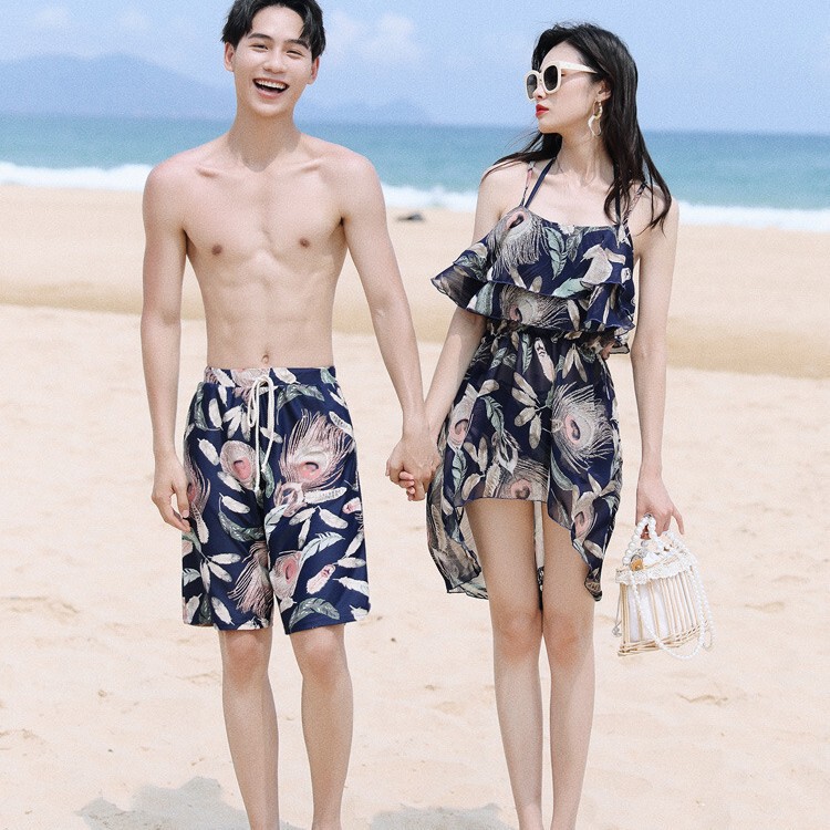 Seaside Beach Couple Swimsuit 2025 New Couple Style Honeymoon Vacation Bikini Set Hot Spring Swimsuit for Men