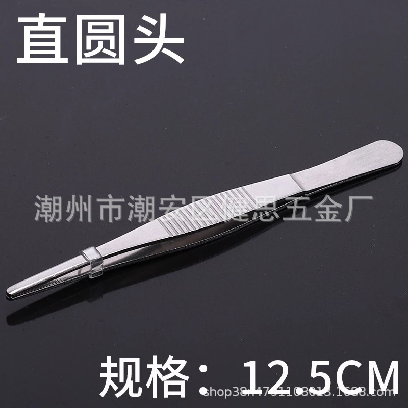 ステンレス鋼ピンセットストレートヘッドエルボ丸頭歯付き工業用ピンセット DIY|undefined