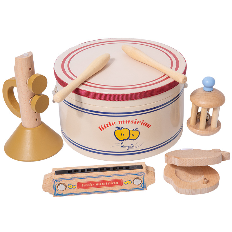 Simulación de madera pequeño músico caja de madera Orf percusión educación temprana música iluminación juguete puzzle