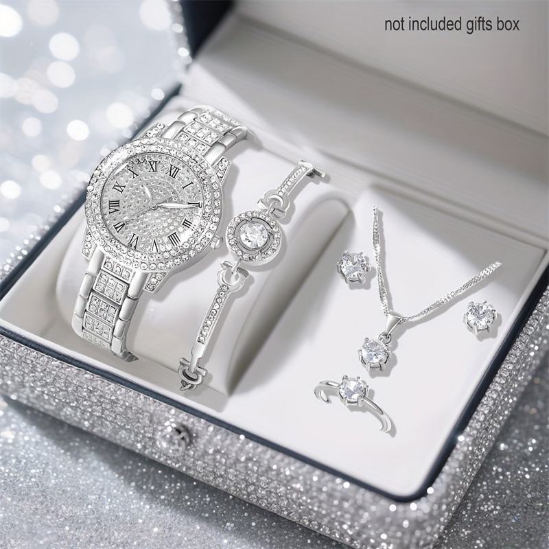 Cross-Border Women's Watch Set Steel Strap Full of Diamonds High-End Quartz Watch Temperament Business Casual Watch Foreign Trade Wholesale Cross-Border Women's Watch Set Steel Strap Full of Diamonds High-End Quartz Watch Temperament Business Casual Watch Foreign Trade Wholesale