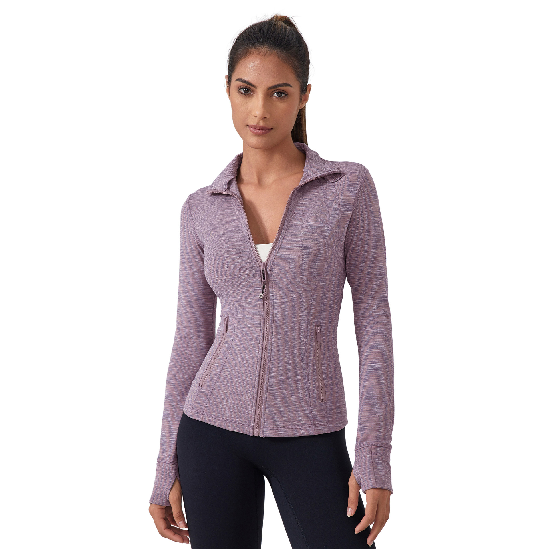 (2개) 새로운 셰이핑 스포츠 재킷 여성용 탄성 스탠드 칼라 피트니스 재킷 러닝 요가 탑 DAW182