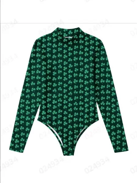 2026 Amazon Fashion European and American Women's One-Piece Printed Long-Sleeve Sexy Swimsuit in Various Colors, at Least in Stock