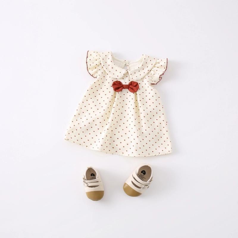 Vestido de pedos para niñas de verano para bebés, vestido de gatear para bebés, falda de línea A, falda de princesa con lazo de amor