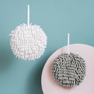 Chenille hand ball hanging household kitchen bathroom creative absorbent towel soft hand towel