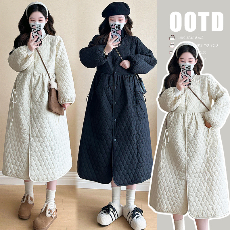 孕妇外套秋冬款外穿加厚保暖棉服上衣冬季时尚宽松大码宽松连衣裙