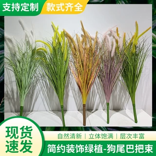 跨境电商露营风仿真绿植大型假植物狗尾巴草洋葱草把束室内装饰