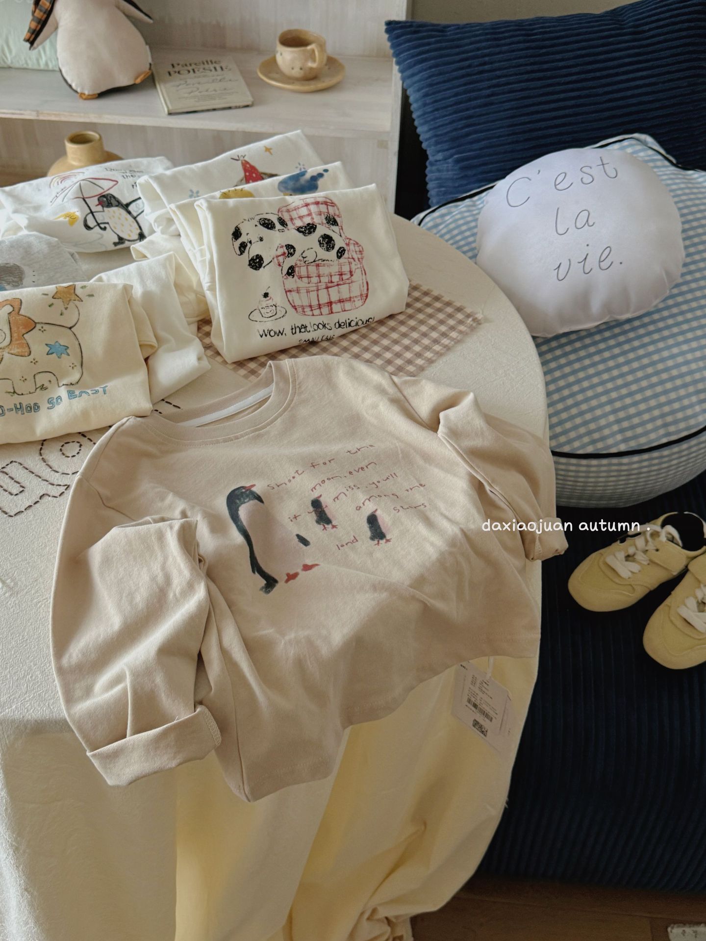 大小ロール子供プリント長袖Tシャツ2025春新作女の子かわいいプリントおしゃれルーズトップ