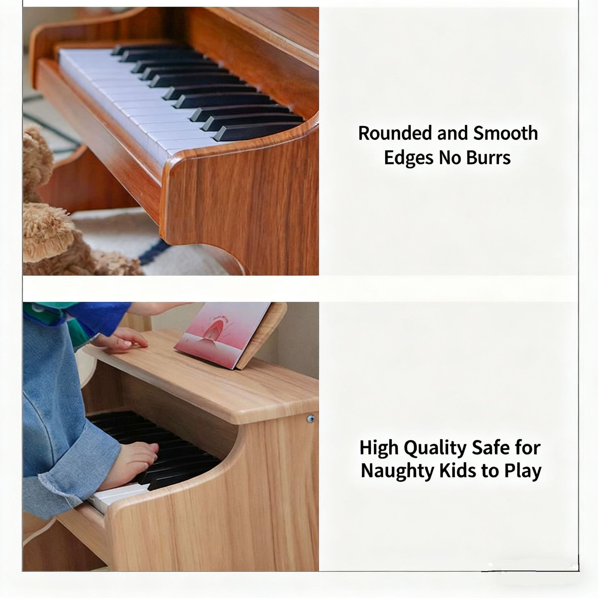 Piano electrónico de madera de 25 teclas para niños, juguete musical educativo temprano para bebés, regalo de cumpleaños para niños y niñas.