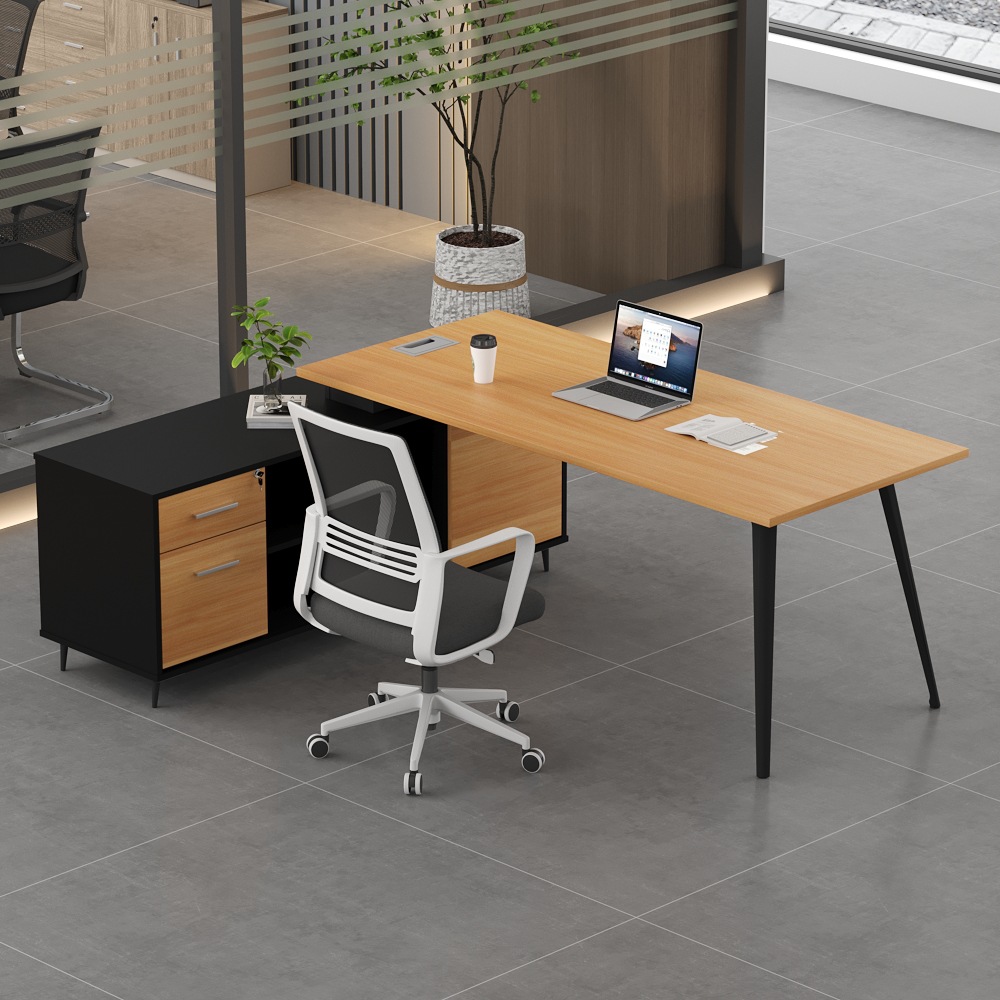 Mesa de oficina simple mesa de oficina moderna mesa de personal de fábrica transfronteriza mesa de computadora con mesa de esquina de gabinete