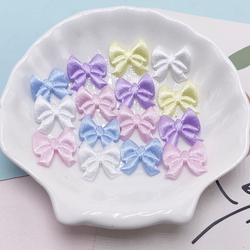 Ultrasonic Embroidered Satin Bow Hair Accessory for Shoes Socks Clothes Decorations Greeting Card Decoration Double-Sided Fabric Craft