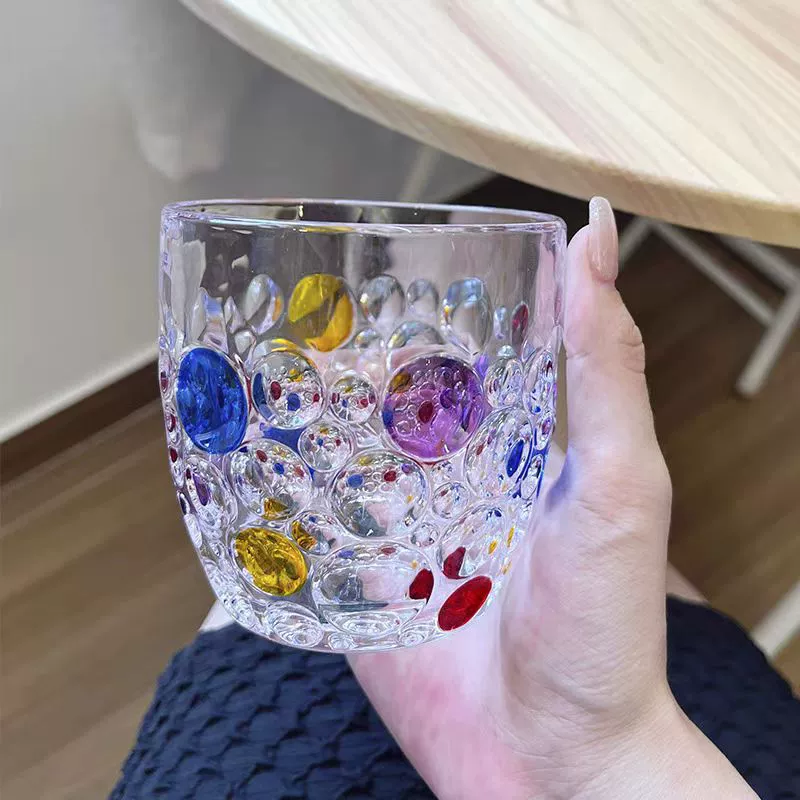 Painted summer rainbow water glass