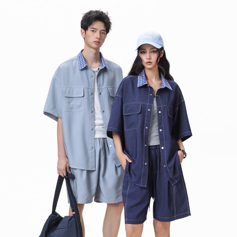 Acu Men's Clothing | Japanese Retro Short-Sleeve Shirt for Men 2026 Summer New Color-Blocking Drapey Patchwork Loose Jacket for Men Acu Men's Clothing | Japanese Retro Short-Sleeve Shirt for Men 2026 Summer New Color-Blocking Drapey Patchwork Loose Jacket for Men