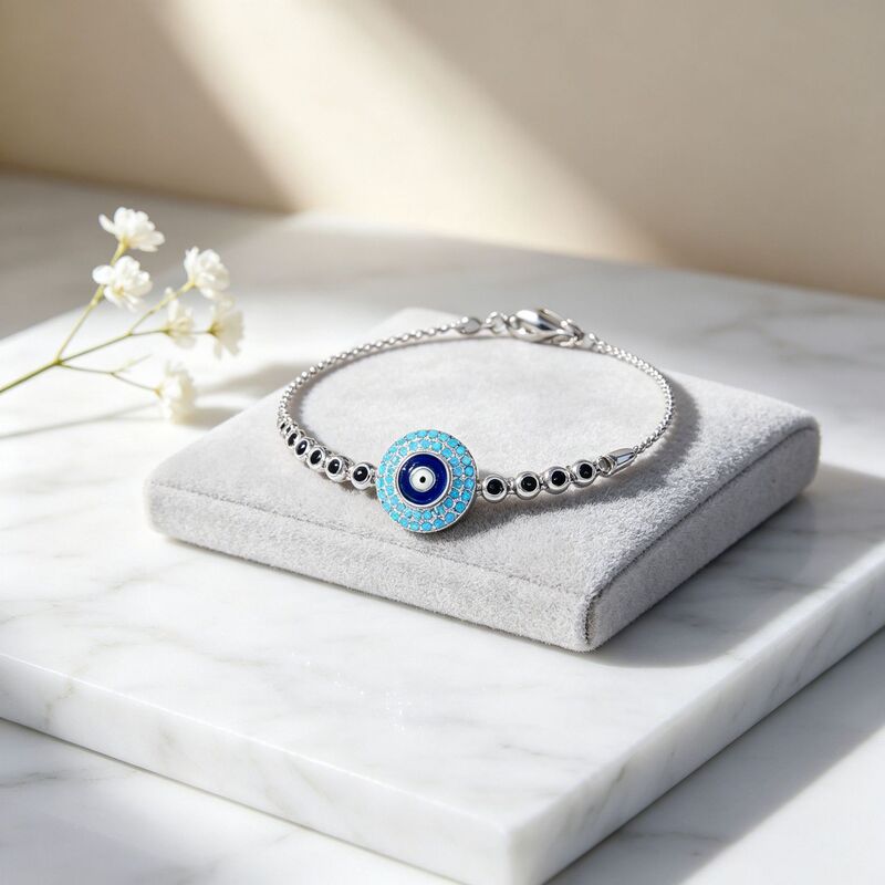 Cross-border Middle East 925 silver Turkish evil eye bracelet, Turkish evil eye bracelet, niche design, ins style Cross-border Middle East 925 silver Turkish evil eye bracelet, Turkish evil eye bracelet, niche design, ins style